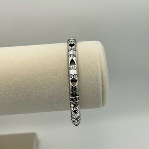 Brighton Shot Thru The Heart Bangle Bracelet Silver Plated Cutout